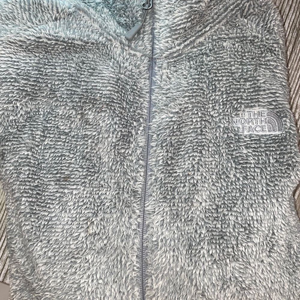 Grey North Face fuzzy zip up